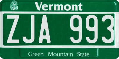 VT license plate ZJA993