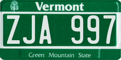 VT license plate ZJA997