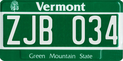 VT license plate ZJB034