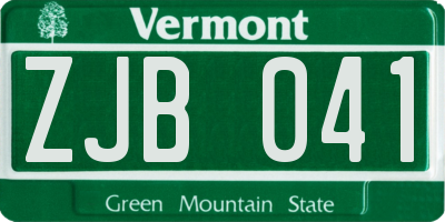 VT license plate ZJB041