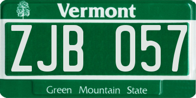 VT license plate ZJB057