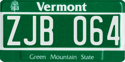 VT license plate ZJB064