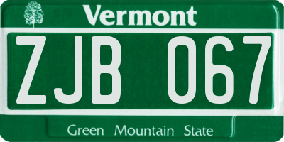 VT license plate ZJB067