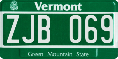 VT license plate ZJB069