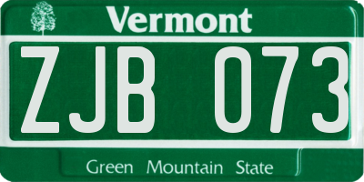 VT license plate ZJB073