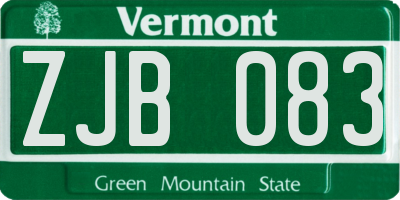 VT license plate ZJB083