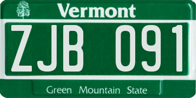 VT license plate ZJB091