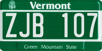 VT license plate ZJB107