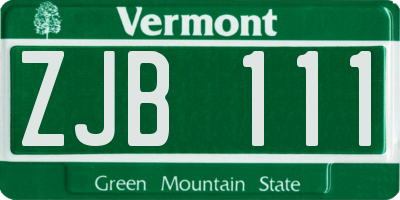VT license plate ZJB111