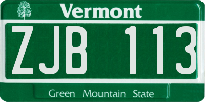 VT license plate ZJB113