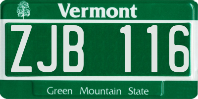 VT license plate ZJB116