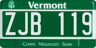 VT license plate ZJB119