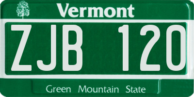 VT license plate ZJB120
