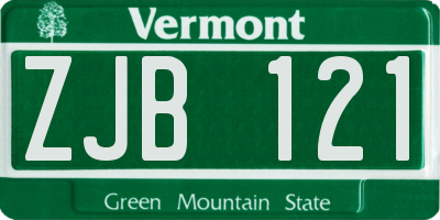 VT license plate ZJB121