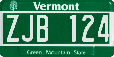 VT license plate ZJB124