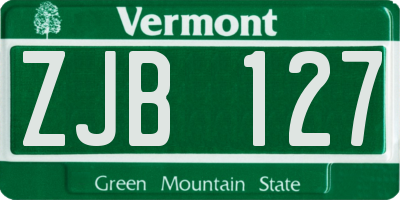 VT license plate ZJB127
