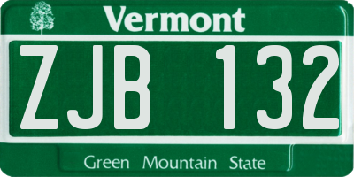 VT license plate ZJB132