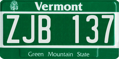 VT license plate ZJB137