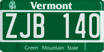 VT license plate ZJB140
