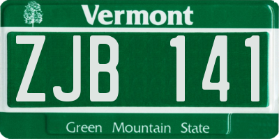 VT license plate ZJB141
