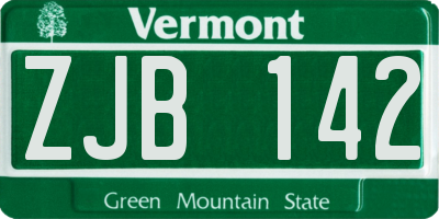 VT license plate ZJB142