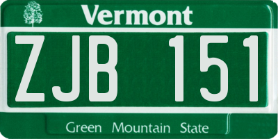 VT license plate ZJB151