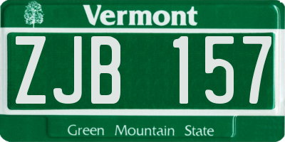VT license plate ZJB157