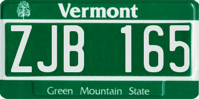 VT license plate ZJB165