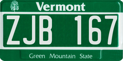 VT license plate ZJB167