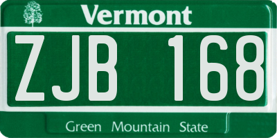 VT license plate ZJB168