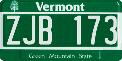 VT license plate ZJB173
