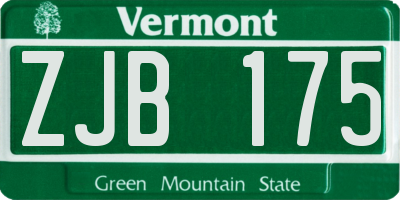 VT license plate ZJB175