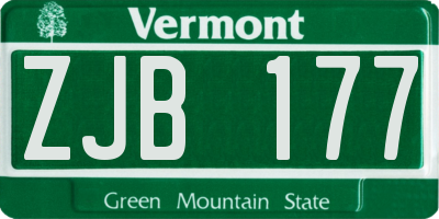 VT license plate ZJB177