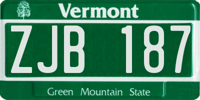 VT license plate ZJB187