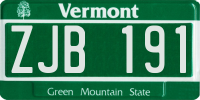 VT license plate ZJB191