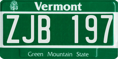 VT license plate ZJB197