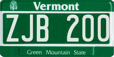 VT license plate ZJB200