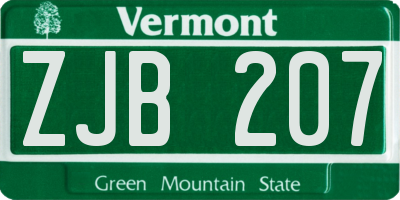 VT license plate ZJB207