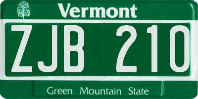 VT license plate ZJB210