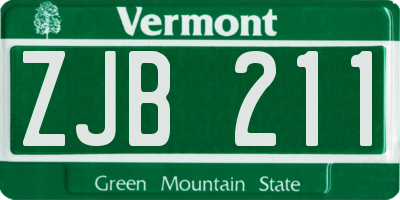 VT license plate ZJB211