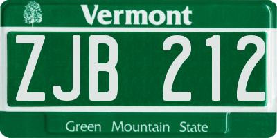 VT license plate ZJB212