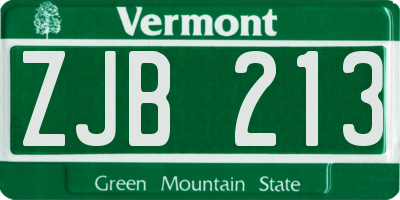 VT license plate ZJB213
