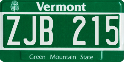 VT license plate ZJB215
