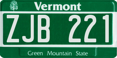 VT license plate ZJB221