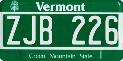 VT license plate ZJB226