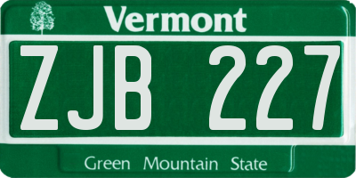 VT license plate ZJB227