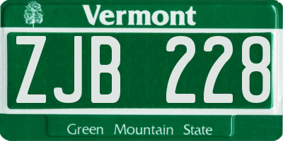 VT license plate ZJB228