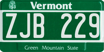 VT license plate ZJB229