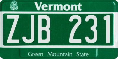 VT license plate ZJB231