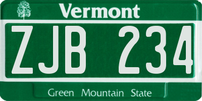 VT license plate ZJB234